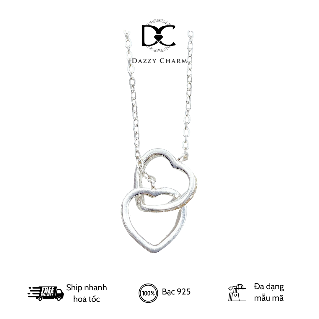 Dây chuyền bạc trái tim đôi