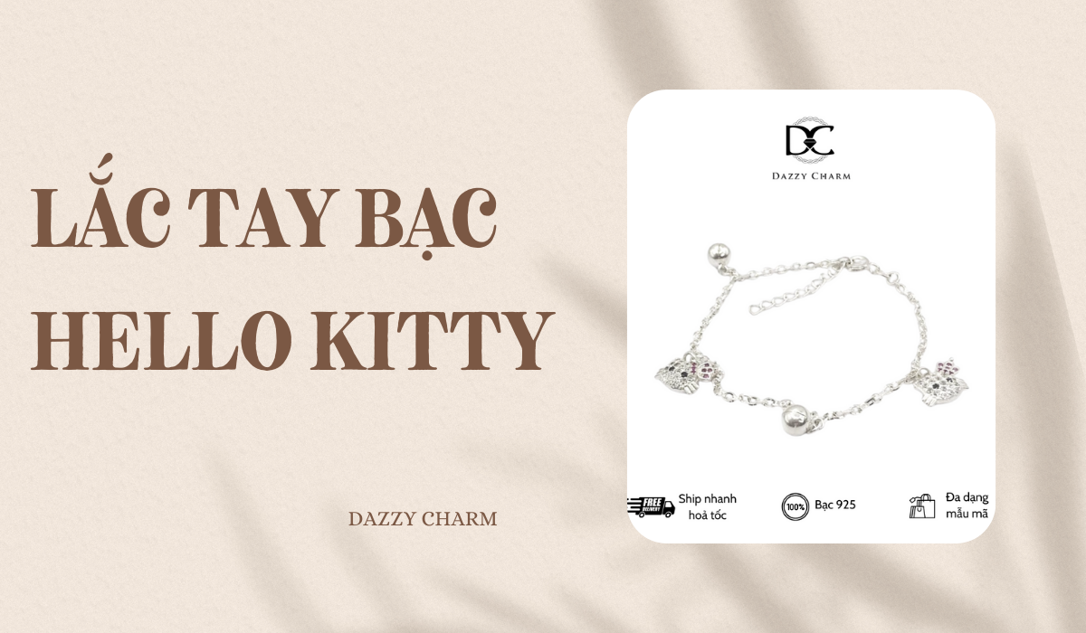Lắc tay Bạc Hello Kitty Lắc tay bạc charm Hello Kitty